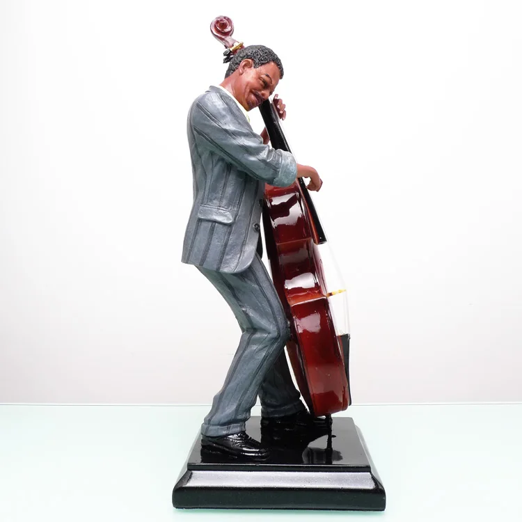 American Jazz Music Big Bass Player Resin Figures High Quality