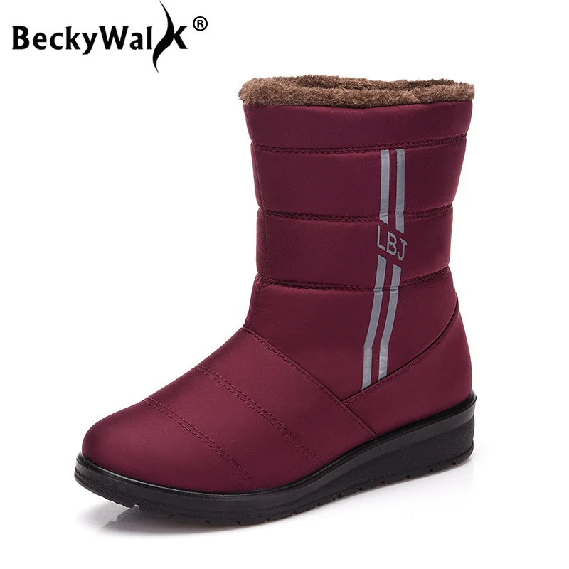 

Winter women snow boots leisure waterproof warm cotton mid-calf boots women wedges plush shoes for woman botas mujer WSH3142