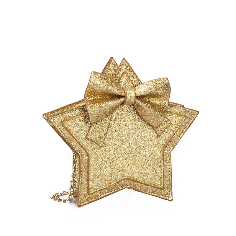 Милая мини-сумка-мессенджер для маленьких девочек, милые детские сумочки с блестками и звездами - Цвет: Золотой