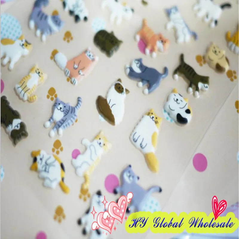1 pack/lote nuevo 1 Juego de hojas lindo 3D gato feliz pvc pegatina DIY calidad etiqueta al por menor 1 pack/lote nuevo 1 Juego de hojas lindo 3D gato feliz pvc pegatina DIY calidad etiqueta al por menor