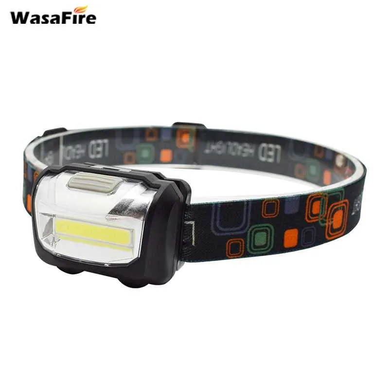 cheap Wasafire COB LED Headlamp 3 Modes Mini Headlight Outdoor Hiking Lighting Head Light Lamp Torch Lantern Headband use AAA Battery