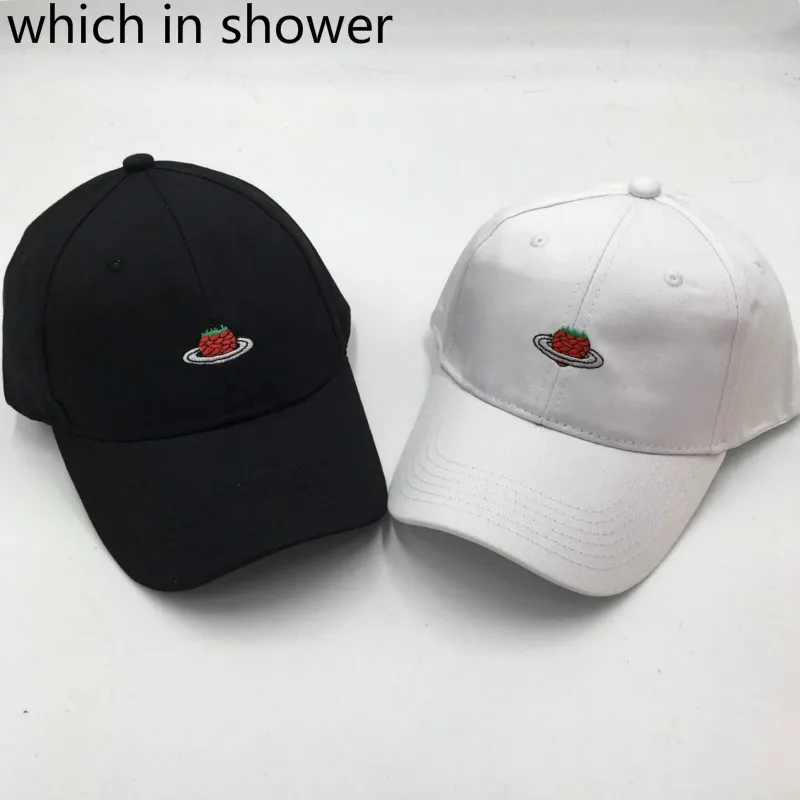 

Which in shower black white embroidery strawberry dad hat adjustable cotton baseball cap women men snapback fishing cap sun bone