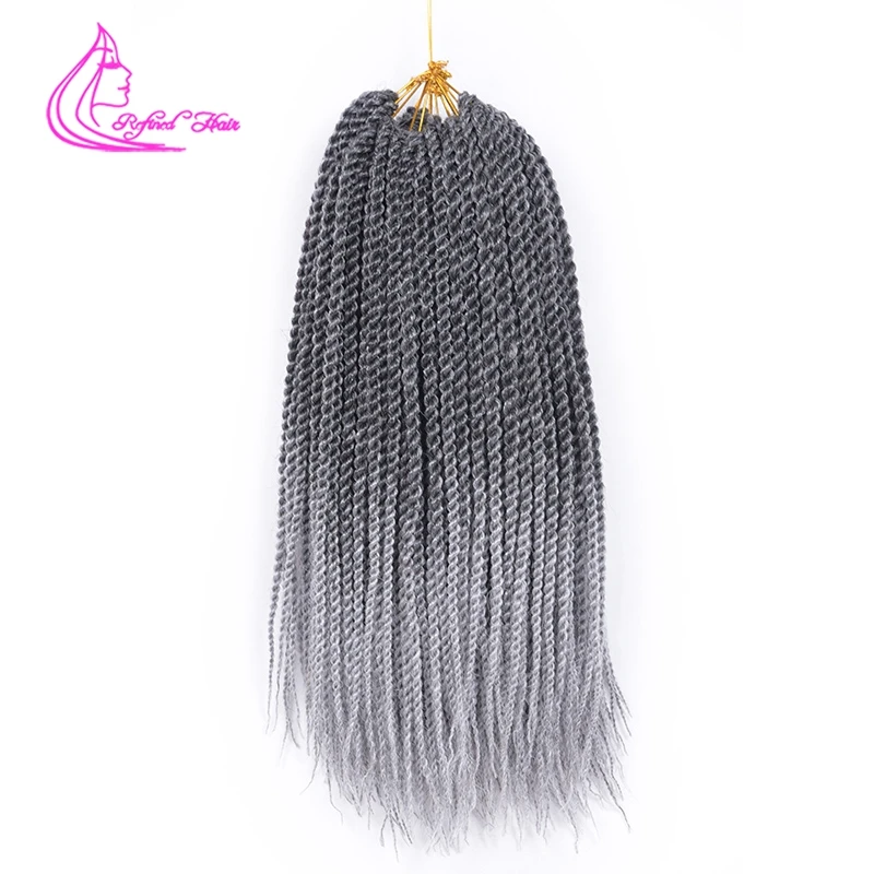 

Refined Hair Handmade Crochet Braids Senegalese Twist Braiding Hair Extensions Ombre Brown Grey Synthetic Braids 22Strands/pc