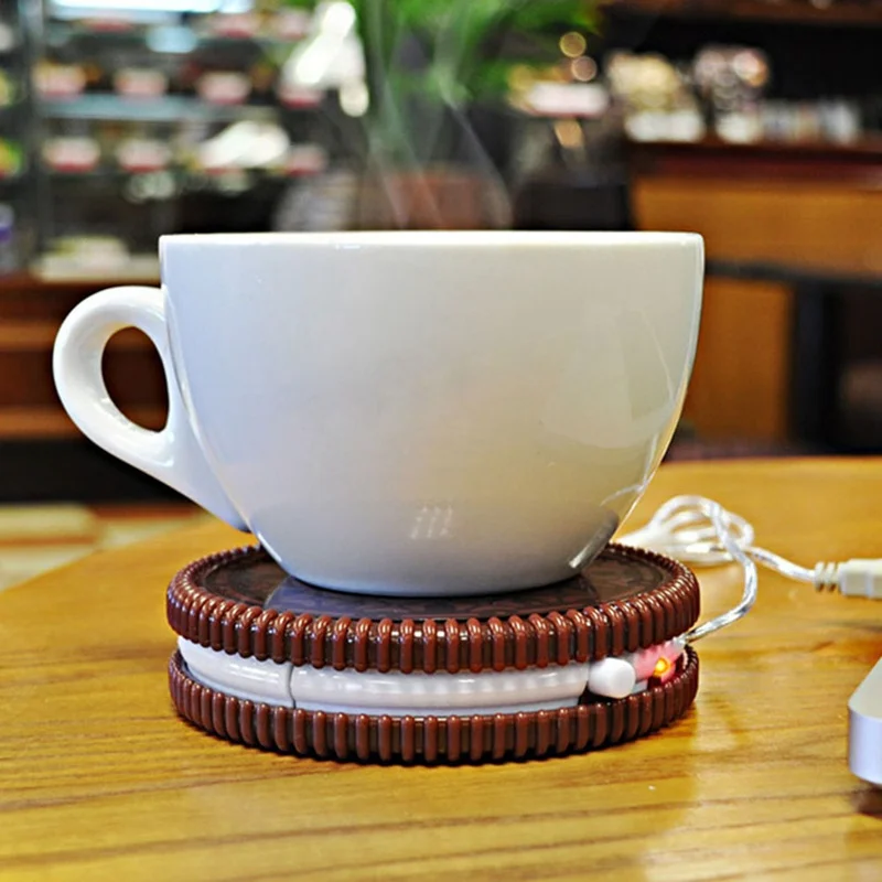

Portable Cookie Shape Cup Mat USB Power Supply Cable Heater Mat Drinks Warmer Tiny Mug Drink Coaster Vacuum Cup Pad