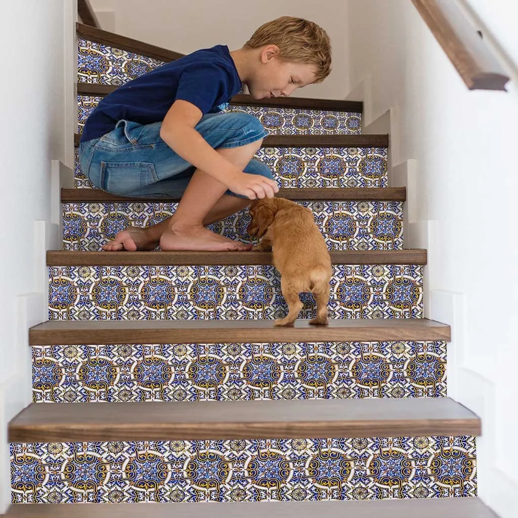 

DIY Steps Stickers Removable Stair Sticker Home Decor Ceramic Tiles Pattern Simulation Waterproof Wall Sticker home decoration