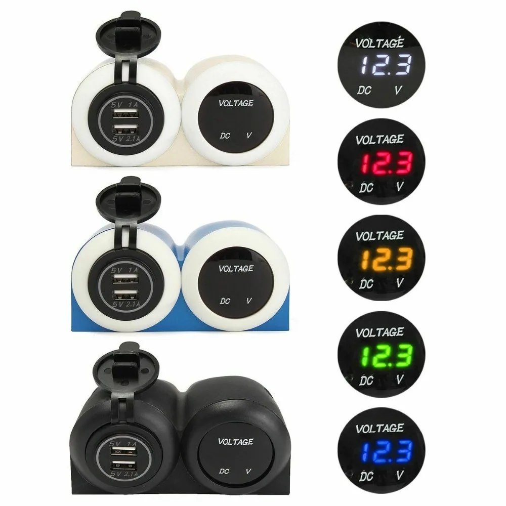 12 V-24 V Dual USB порт 3.1A Зарядное устройство Напряжение метр водонепроницаемое зарядное устройство автомобильный прикуриватель автомобиля Лодка RV кемпер
