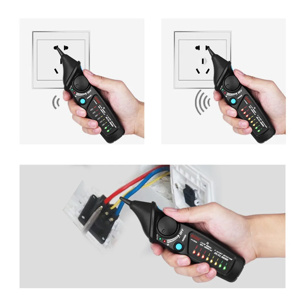 Koop BSIDE Dual Mode Non Contact AC Voltage Detector Tester + Socket Stopcontact Tester Circuit Polariteit Breaker Finder KIT