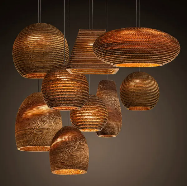 art deco decoration corrugated kraft paper pendant light lights on paper