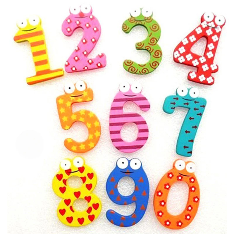 

10pcs Number Large Cartoon Educational Toy Wooden Fridge Magnet for Baby Kid Educational Toys