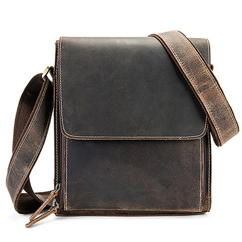 Casual Men Crossbody Bags Genuine Leather Men Shoulder Bags Messenger Bags  Crazy Horse Leather Men Bags Wholesale Free Shipping - Shoulder Bags -  AliExpress