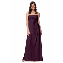 Cheap Grape Purple Bridesmaid Dresses Empire Waist Maternity Maid of Honor Dress Floor Length Wedding Party Dress Plus Size