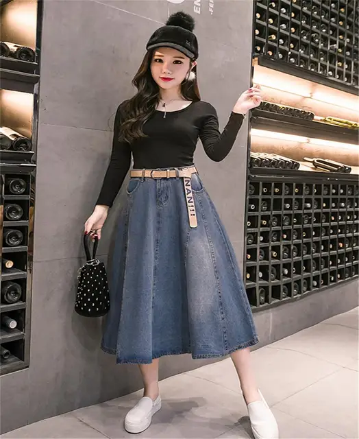 The new spring and autumn fashion Korean Slim denim skirt -in Skirts ...