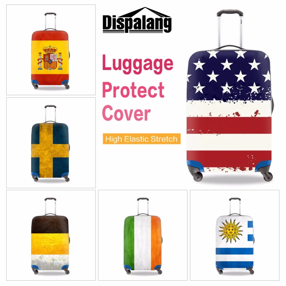 

National Flag Spandex Luggage Covers Waterproof Suitcase Protective Cover Elastic Polyester Travel Luggage Protectors 18-30 inch