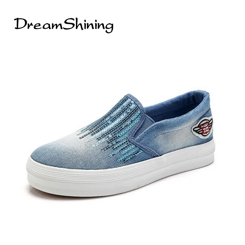 denim flat shoes