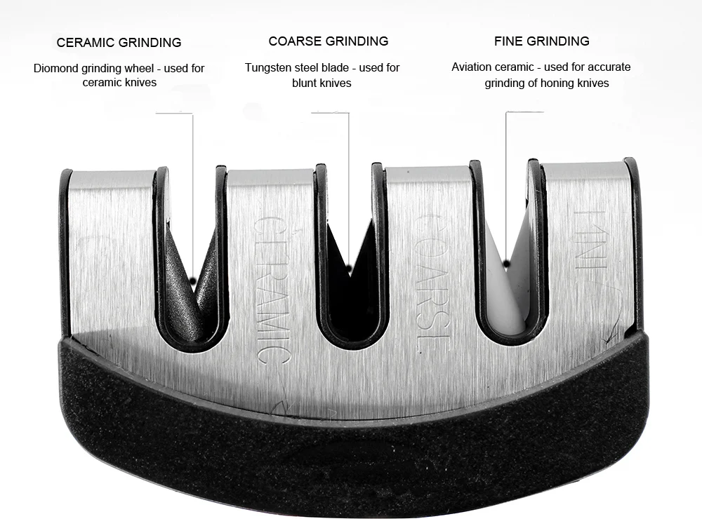 Точилка для ножей XITUO для керамических, стальных, прямых и зубчатых ножей и ножниц-алмазные/вольфрамовые/Керамические точильные лезвия