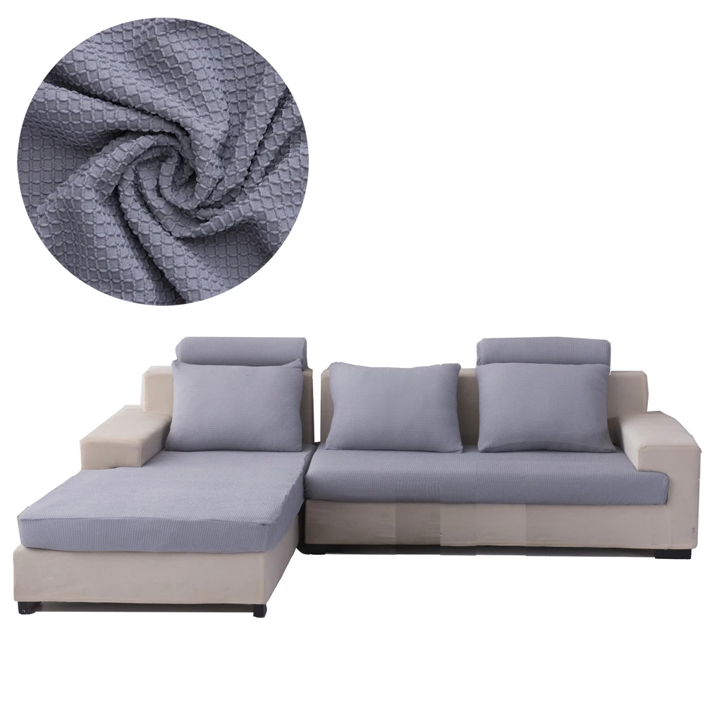 Customized fitted Sofa Cover For Sofa seat Cushion High Quality Woven Plaid Grey/White/Brown