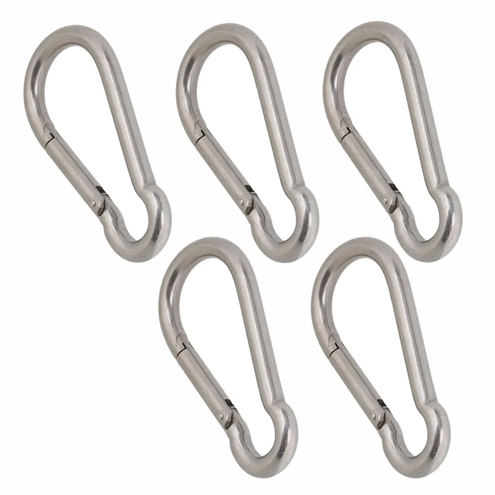 Multifunctional 304 Stainless Steel Spring Loaded Gate Snap Carabiner Quick Link Lock Ring Hook M12 140mm 5pcs Multifunctional 304 Stainless Steel Spring Loaded Gate Snap Carabiner Quick Link Lock Ring Hook M12 140mm 5pcs