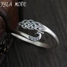 Real S990 Sterling Silver Bracelets And Bangles Solid Phoenix Peacock Opening Adjustable Type New Fine Jewelry 22mm 22.30G