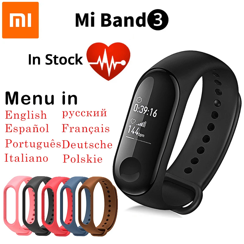 

Original Xiaomi Mi Band 3 OLED Smart Wristband Fitness Tracker Sport Bracelet Heart Rate Inteligente SmartBand For Android IOS