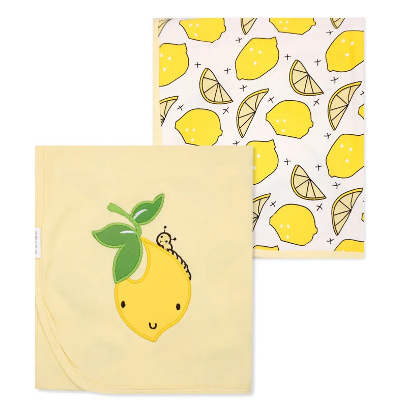 2 слоя детское одеяло 75x85 см 1 шт. пеленки для новорожденных Детское банное полотенце с принтом динозавра Лимон "," самолет "для мальчиков и девочек - Цвет: Lemon