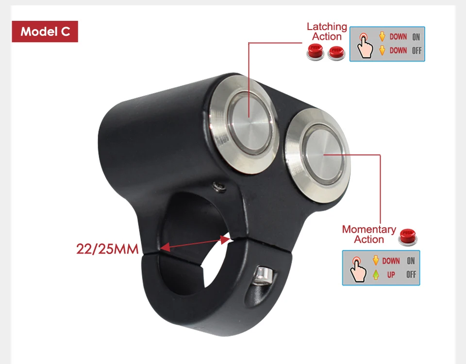 Interruptores de Montagem do Guiador da Motocicleta Alumínio com Luz em Fora Interruptor Farol Hazard Brake Fog Liga Indicadora 22mm 24mm 7 Automóveis e motos