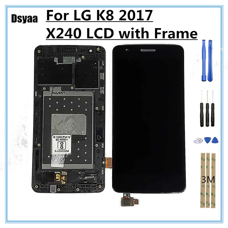 5," для LG K8 дисплей X240 lcd с рамкой кодирующий преобразователь сенсорного экрана в сборе X240H US215 для LG K8 2017X240 lcd