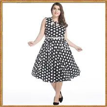 2017 women’s dress plus size sleeveless dot print slim o-neck summer dresses female free shipping