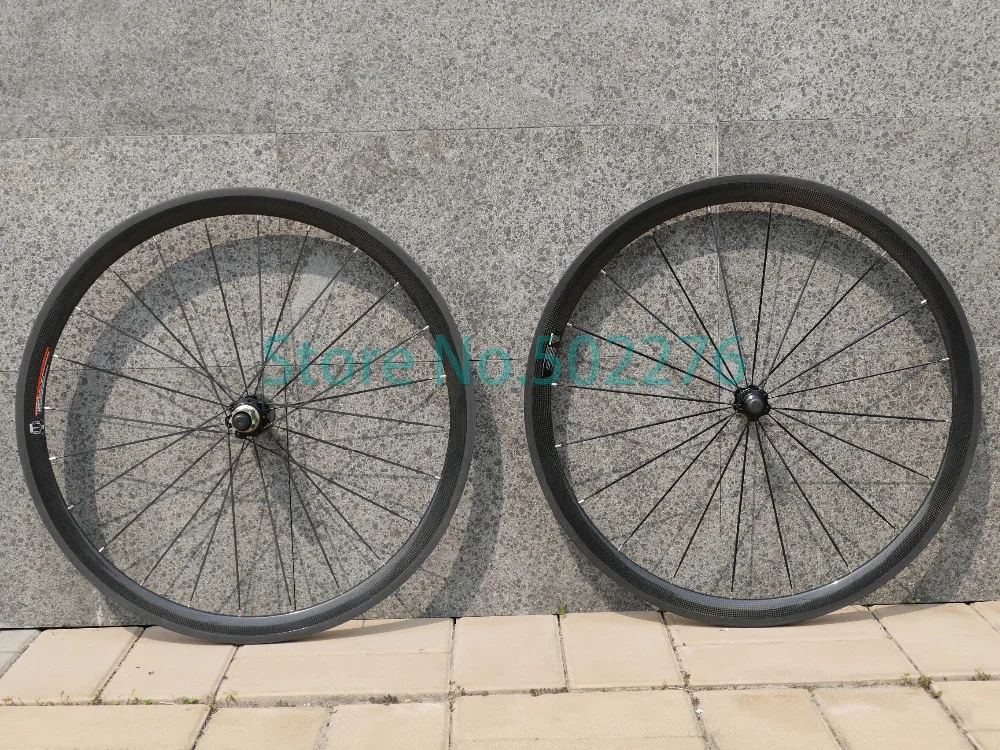 

38mm Wheelset - 3k UD Carbon Full Matt Glossy Road Bike Tubular Wheel Rim width 20.5mm 23mm 25mm + Spokes + HUB + brake pad