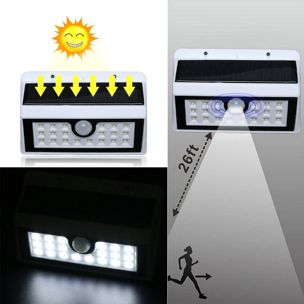 

20 LED Waterproof PIR Motion Sensor Solar Light Outdoor Emergency Wall Light Pathway Corridor Street Garden Security Lamp White