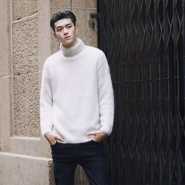 Autumn Winter New Men Turtleneck Pullover Sweater Fashion Casual Loose Male Women Solid Color Thick Knitted