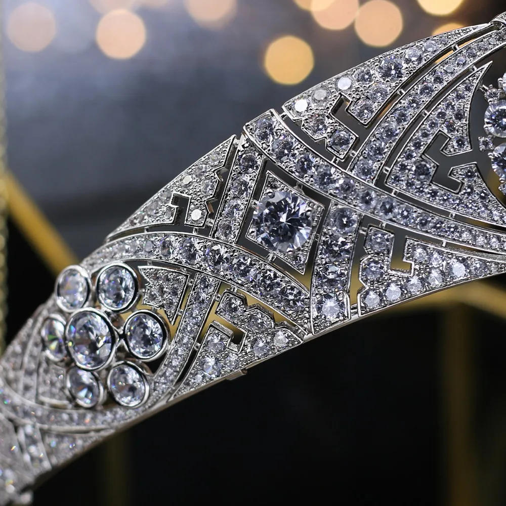 ASNORA hermosa corona Tiara de novia de Meghan Markle del pelo de la boda accesorios del pelo de las mujeres de Zircon de joyería nupcial corona y Tiaras - 4