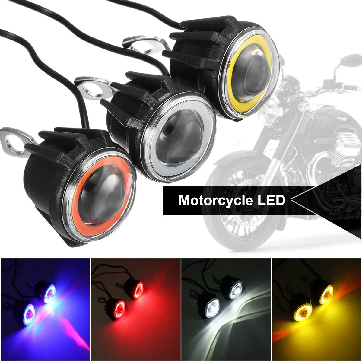 1 Pair Motorcycle LED Motorcycle Headlight Angle Eyes Driving Fog