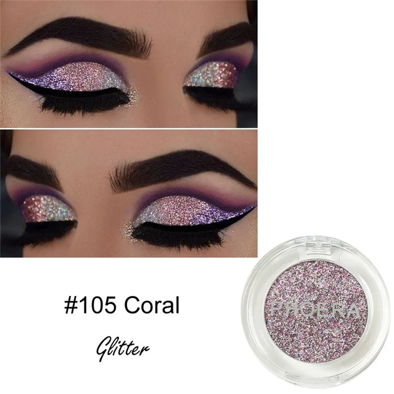 

PHOERA 1PC Glitter Eye Shadow Powder Shimmering 8 Colors Eyeshadow Metallic Eye Cosmetic Eyeshadow maquiagem profissional