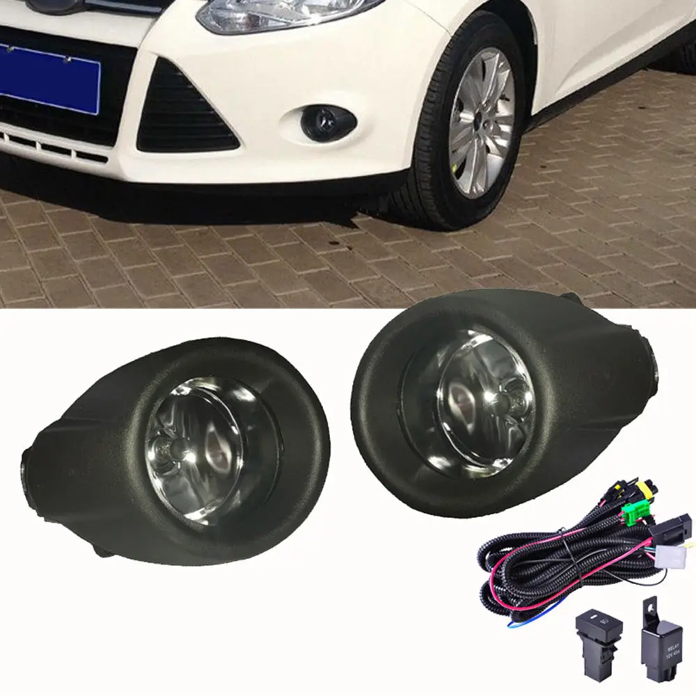 Для Ford Focus 2012 2013 Противотуманные фары дальнего света+ Черная решетка+ жгут проводов