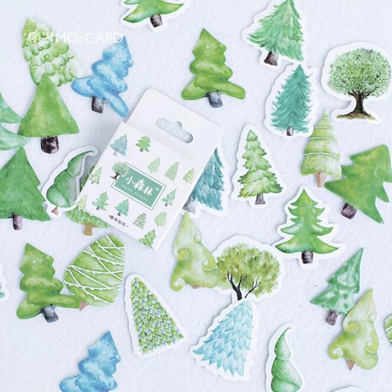 

46pc/Box Cute Forest And Paper Stickers Decorative Photo Album Mobile Phone DIY Decal Scrapbook Sticker Bullet Journal Stickers