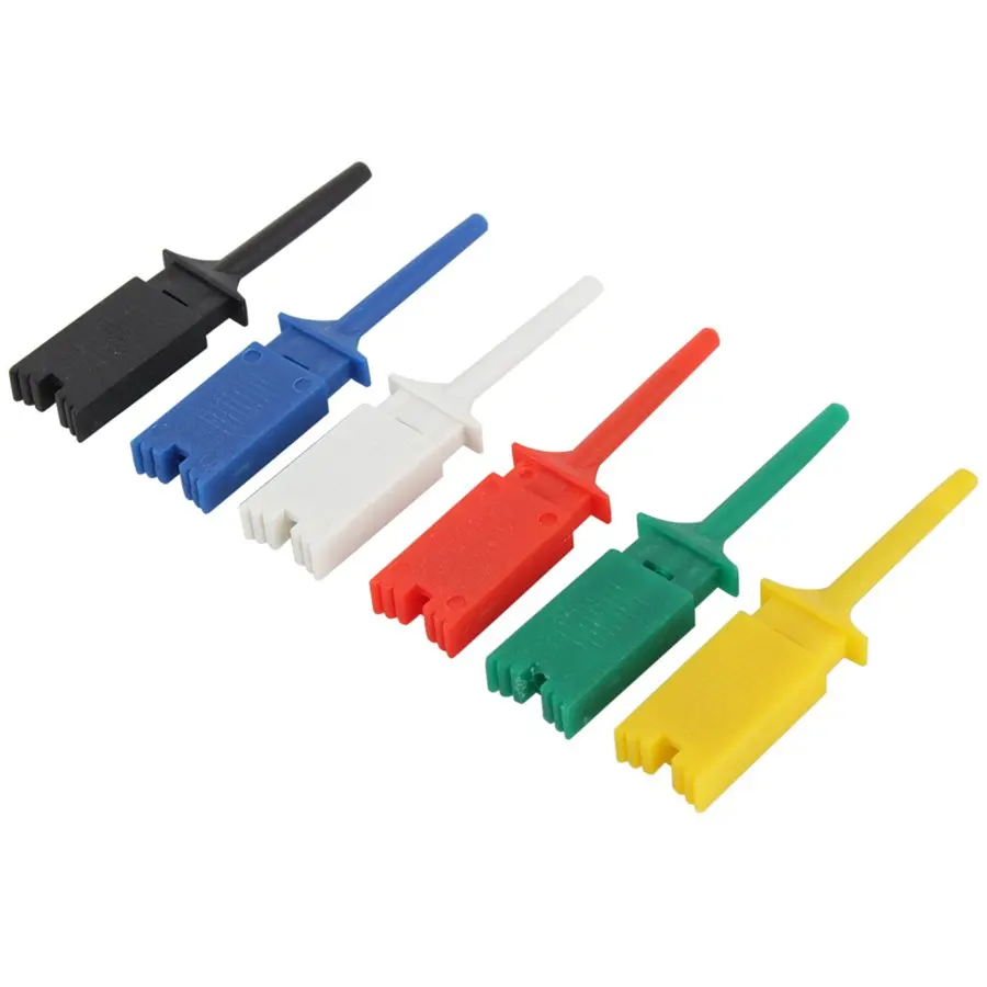 

Wholesale 6 Pcs/Pack Mini Grabber 6 Color Test Probe Hook For SMD IC Test Cilps SMD IC Hook Probe Jumper Test Clip Mini Grabber