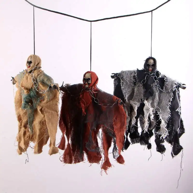 Hot 40cm*20cm Halloween Party Decoration Creepy Skeleton Face Hanging Ghost Haunted House Escape Horror Tricky props Supplies