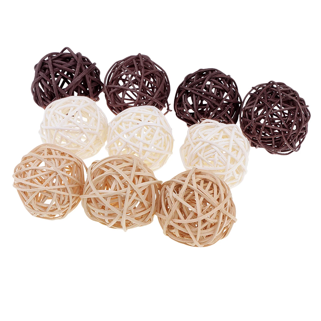 20 Pieces Natural Wicker Rattan Ball 5cm Twig Orbs Balls DIY Embellishments Wedding Ornaments Crafts String Lights Supply