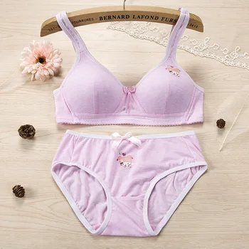 

Women Lingerie Bra Briefs Set Wire Free Girl Bra Set Bralette Cute Cartoon Panties Set
