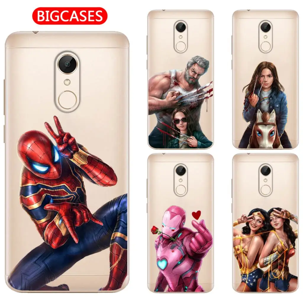 For Xiaomi Redmi 5 Case Cover 5.7&quot Soft TPU Silicone Cool Wonder Woman Spiderman Iron Man Hulk Marvel Hero Painted Phone |