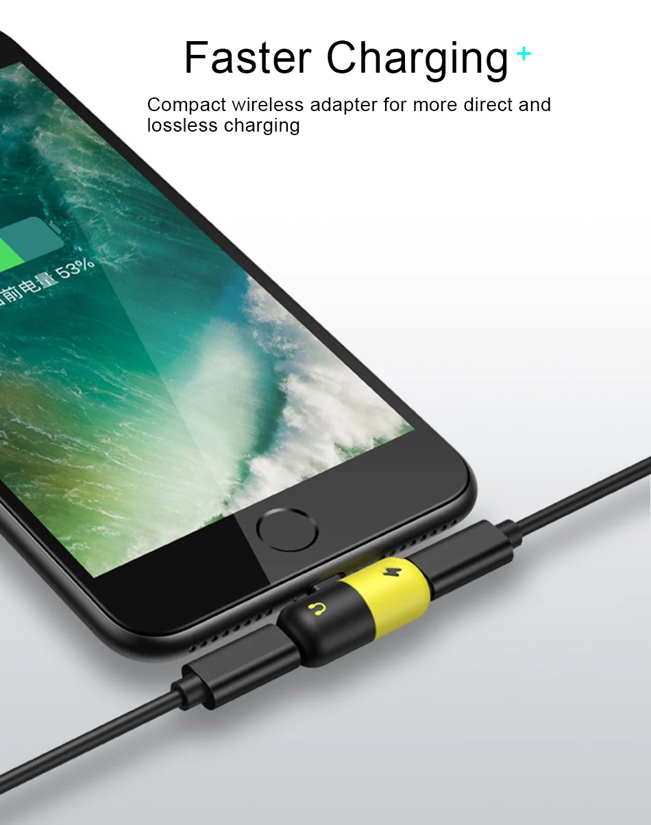 !ACCEZZ Pill Shape 2 3 IN 1 Dual Lighting Fast Charging&Headphone Connector Adapter For iphone X 8 7 Plus Earphone AUX Splitter (3)