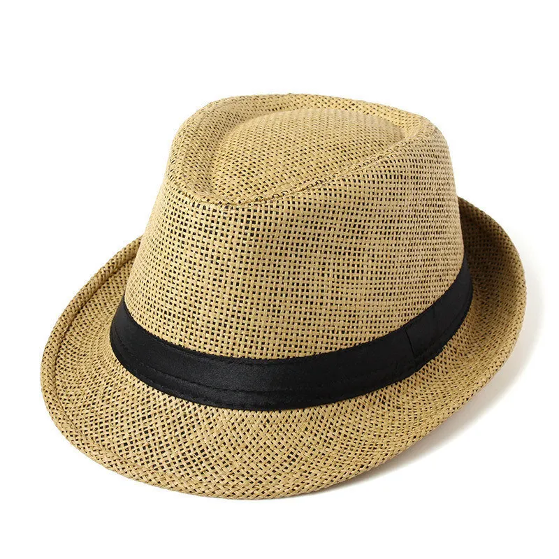 

2018 Fashion Hot Unisex Trilby Gangster Cap Beach Sun Straw Hat Band Sun hat summer Gentleman Hats