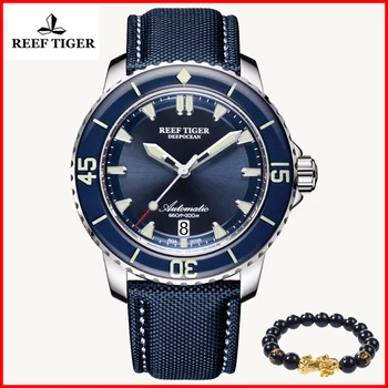 

2019 Reef Tiger Luxury Brand Men Sport Watches Luminous Dive Watch Men Dial Analog Automatic Watch Nylon Strap Relogio Masculino