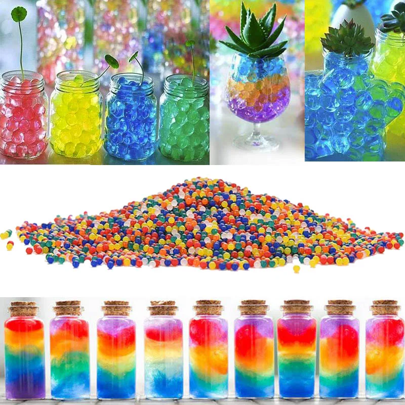

About 100Pcs /lot Water Beads Soil Shaped Crystal Soil Water Beads Mud Grow Magic Jelly Balls Beads Home Decor Wedding Hydrogel