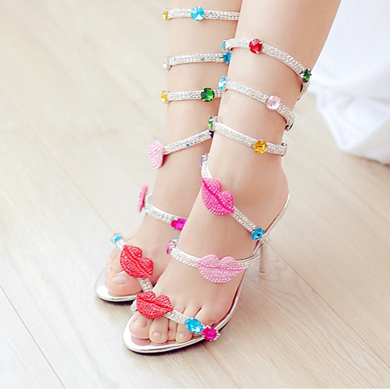 Shinny Toe Multicolor De 8cm La Botas Verano Estilo Sandalia Mujer Boda Sandalias Abierto Zapatos Rhinestone Heels Diseñador Nupcial Gladiador Serpiente Señora tB4wvqUnB