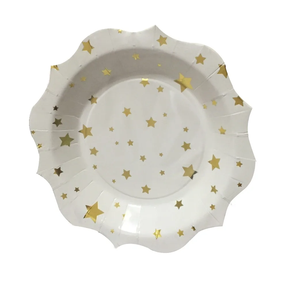 Free Shipping 60pcs 7inch Toot Sweet Gold Stars Small Paper Plates