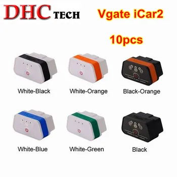 

10pcs DHL Vgate iCar2 with Bluetooth or WIFI mini ELM327 OBD2 Scanner Diagnostic-tool adapter for android/PC/IOS code reader