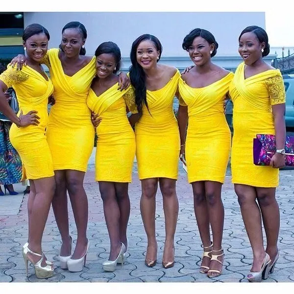 Short Yellow Bridesmaid Dress Custom Made Blue Peach Ivory Champagne Short Yellow Bridesmaid Dress Custom Made Blue Peach Ivory Champagne Silver Hunter Red Dresses Free Shipping In From