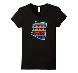 Arizona государства ацтекский узор | Ретро Возврат 80 s 90 s Новый 2017 Бесплатная доставка Для женщин футболка Летняя хлопковая женская футболка