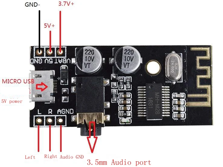 MH-MX8 беспроводной Bluetooth MP3 аудио приемник плата BLT 4,2 mp3 декодер не допускающий потерь комплект